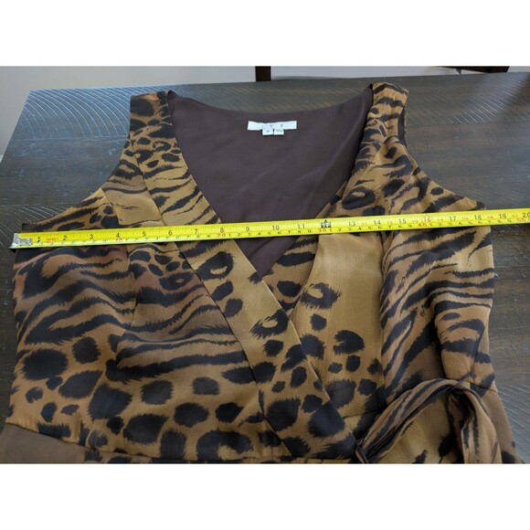 Vtg 90s Y2K ICE Silk Wrap Dress Leopard Print Midi Sheer Flowy Lightweight Sz 8 - Picture 11 of 13